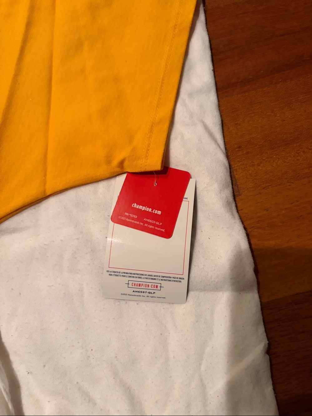 Champion Men’s Short Sleeve Tee in Bright Yellow-Orange - Picture 2 of 2